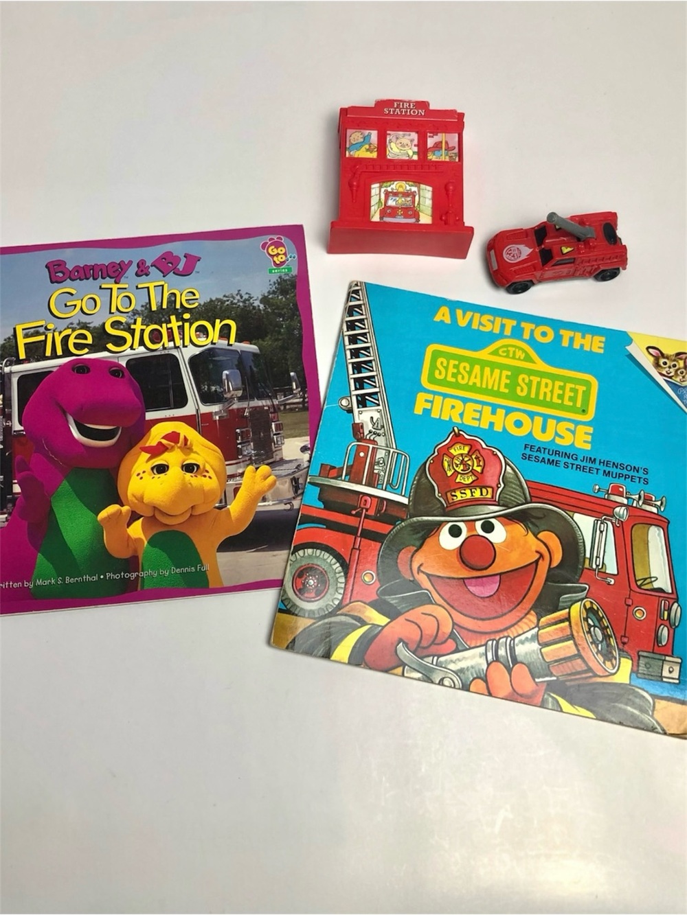 90s Vintage Fireman Curated Barney Sesame Street Richard Scarry Hot Wheels Toys